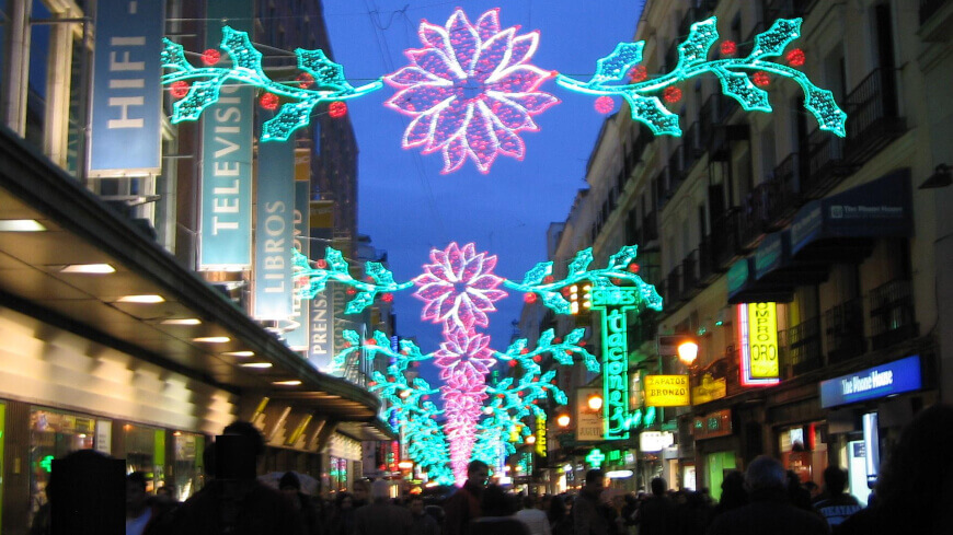 Calle Preciados Madrid En Navidad